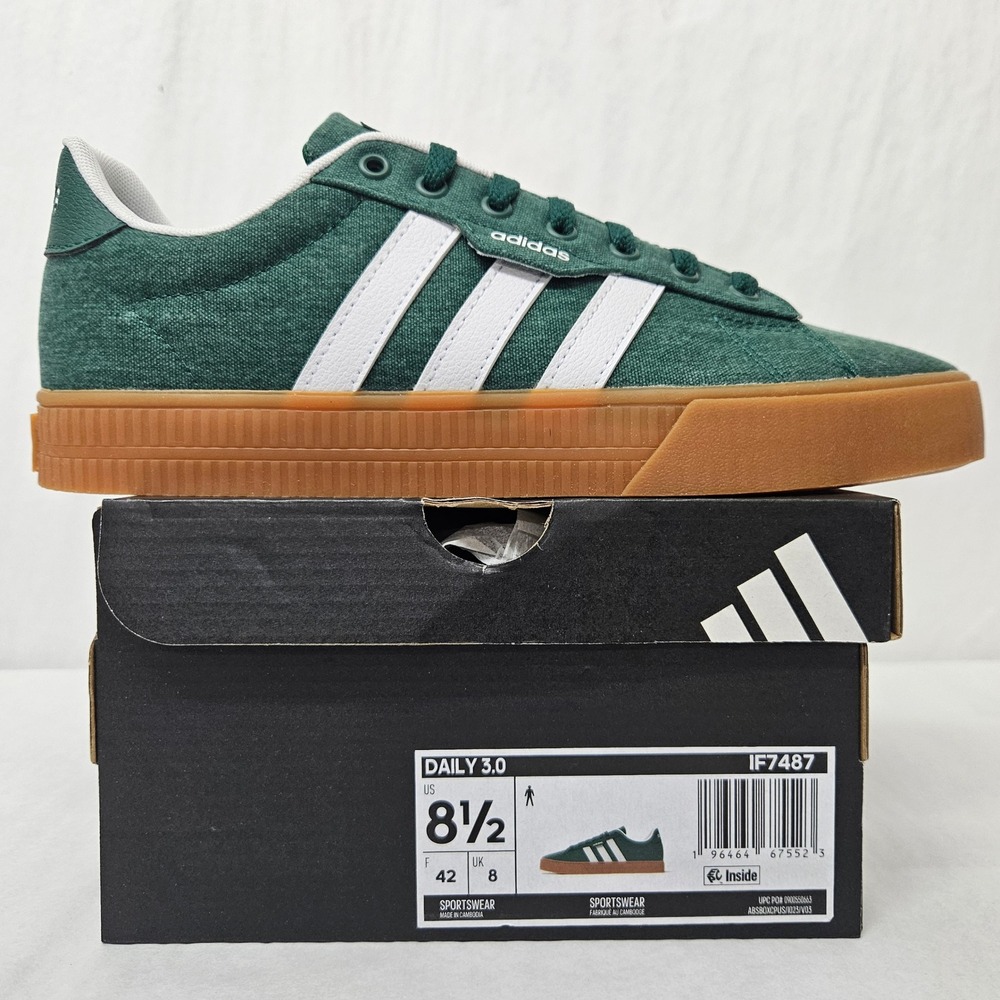 Adidas Daily 3.0 Sneakers IF7487 Collegiate Green White‎ Gum Men's Size 8.5